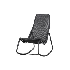 PLASTIC RATTAN ROCKING CHAIR BLACK OUTDOOR 